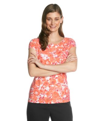 Laura Ashley Pep-Aya Bouquet Cap Sleeve Ballet Neck Tee