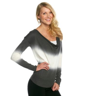 NY Collection Dip-Dyed Drapeneck Sweater