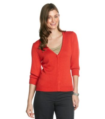 NY Collection Snap-Front Solid Cardigan