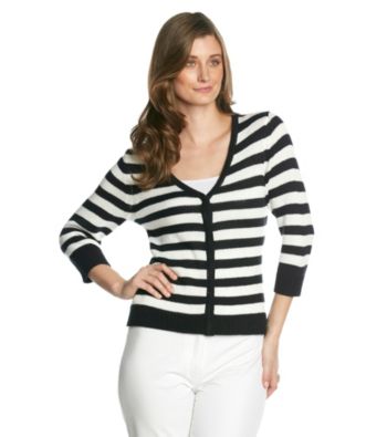 NY Collection Snap-Front Stripe Cardigan