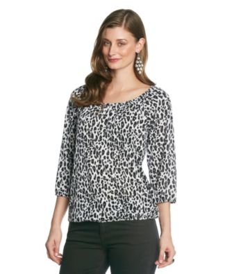 NY Collection Leopard Print Top