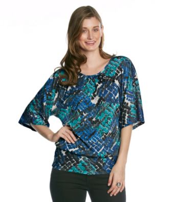 NY Collection Printed Top With Banded Bottom