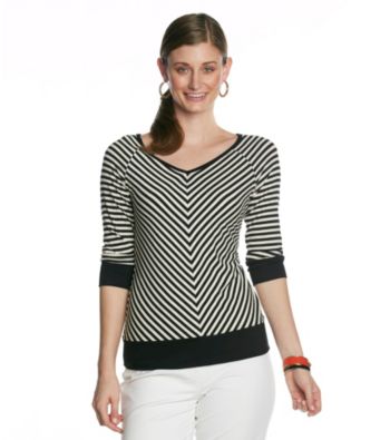 AGB® Variegated Stripe Knit Top