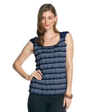 AGB® Ruffled Striped Knit Top