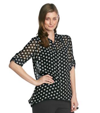 AGB® Point Collar Printed Woven Top