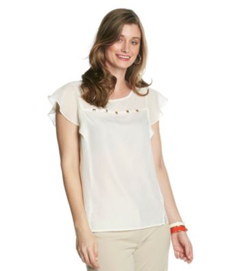 AGB® Flutter Blouse with Front Studs