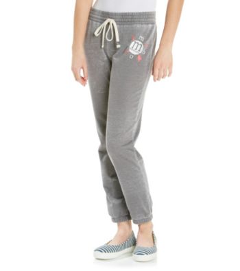 Mambo® Juniors' Screen Burnout Roll Crop Pant