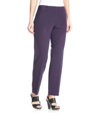 Briggs New York Stretch Waistband Metal Clasps Closure Front Cateye Pockets Straight Leg Pants