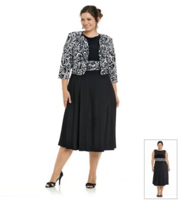 Jessica Howard® Plus Size Ruched Waist Print Jacket Dress