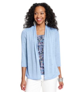 Notations® Petites' Knit Cozy Layered-Look With Ruffle Lace Inset