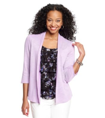 Notations® Petites' Knit Cozy Layered-Look With Ruffle Lace Inset