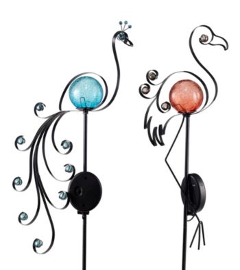 LivingQuarters Peacock Solar Metal Garden Stake