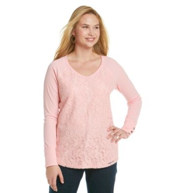 Eyeshadow® Juniors' Plus Size Lace Front Baseball Tee