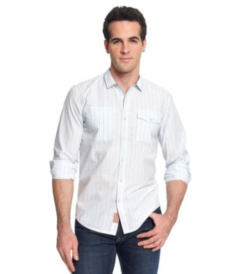 Calvin Klein Jeans® Men's Egyptian Glazed Blue Conductor Stripe Button Down Shirt