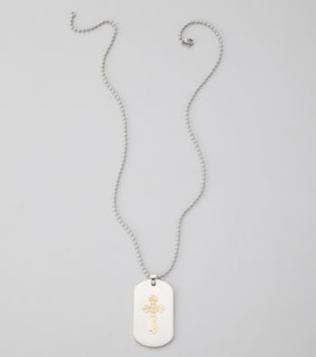 Stainless Steel Cross Dog Tag Necklace