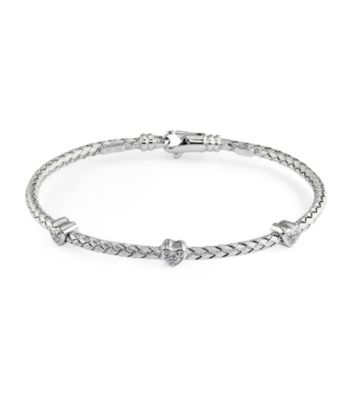 Effy® Sterling Silver Bracelet with .04 ct. t.w. Diamond Heart Accents