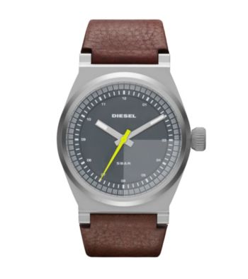 Diesel Mens Silver Brown Watch