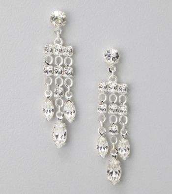 BT-Jeweled Crystal & Rhodium Post Chandelier Earrings
