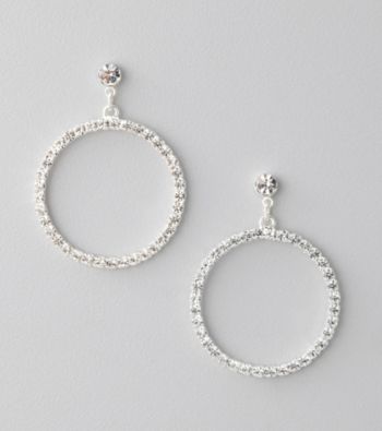 BT-Jeweled Crystal & Rhodium Small Hoop Earrings
