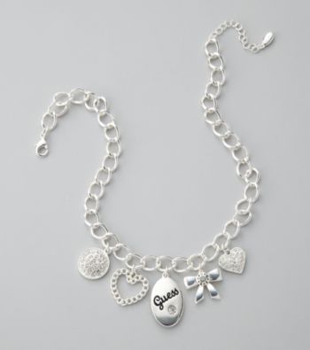 Guess Silvertone Charm Necklace