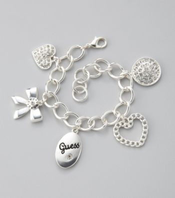 Guess Silvertone Charm Bracelet
