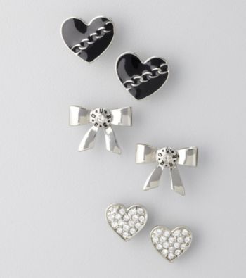 Guess Imitation Rhodium Trio Earring Set