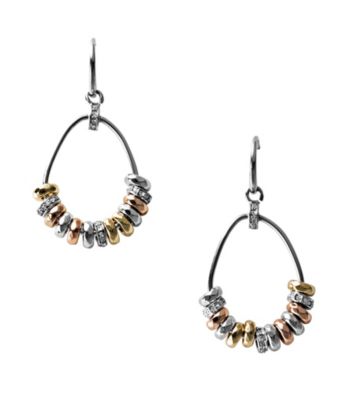 Fossil® Small Silvertone & Goldtone Rondelle Gypsy Hoop Earrings