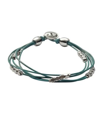 Fossil® Aqua Multi Strand Wrist Wrap with Silvertone Nuggets