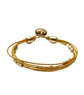 Fossil® Yellow Multi Strand Wrist Wrap with Goldtone Nuggets