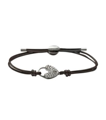 Fossil® Silvertone Heart Lock Wrist Wrap