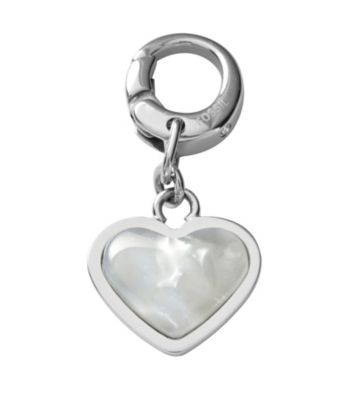 Fossil® Silvertone & White Heart Charm
