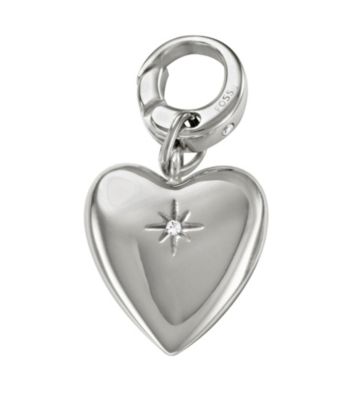 Fossil® Silvertone Starburst Heart Charm