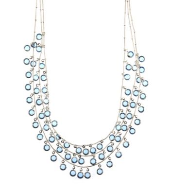 Anne Klein® Silvertone & Blue Shaky Necklace