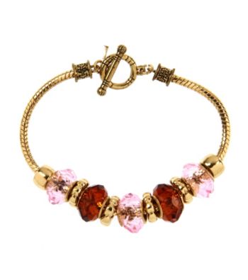 Kenneth Cole® Goldtone & Pink Beaded Slider Bracelet in a Gift Box