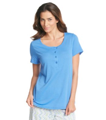 HUE® Sea Blue Knit Henley Top