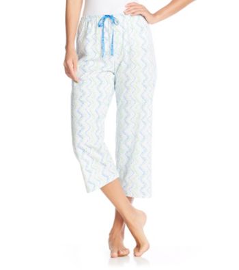 HUE® White Knit Capris - Dot/Stripe Print