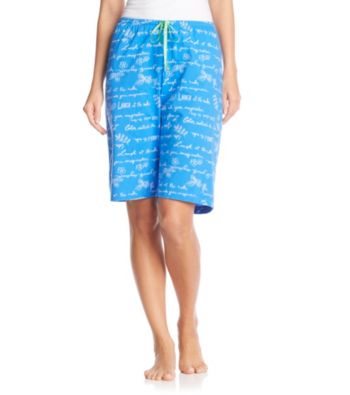 HUE® Sea Blue Knit Bermuda Shorts - Blue Artscript Print