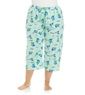 HUE® Summer Green Plus Size Knit Capris - Mojito Green Print