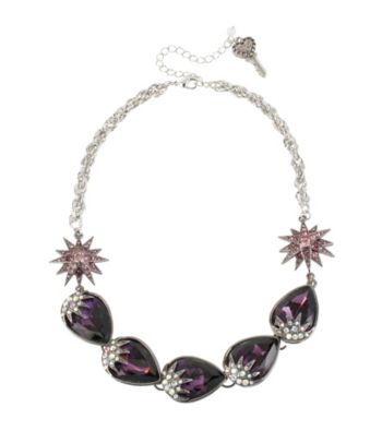 Betsey Johnson® Purple & Silvertone Teardrop Gem Frontal Necklace