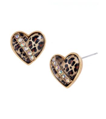 Betsey Johnson® Leopard Heart Stud Earrings