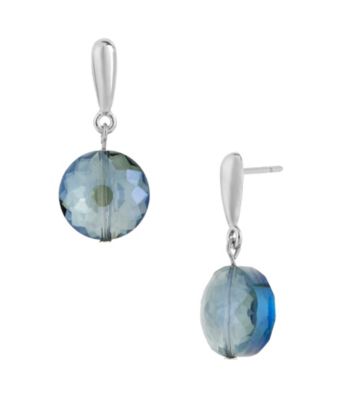Kenneth Cole® Silvertone & Blue Faceted Bead Drop Earrings