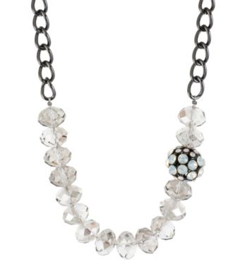 Kenneth Cole® Silvertone Faceted Bead & Fireball Frontal Necklace