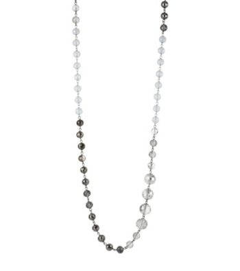 Kenneth Cole® Opal & Silvetone Faceted Round Bead Long Necklace
