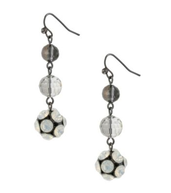 Kenneth Cole® Silvertone Faceted Bead & Fireball Triple Drop Earrings