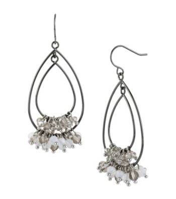 Kenneth Cole® Opal & Silvertone Shaky Faceted Bead Double Orbital Drop Earrings