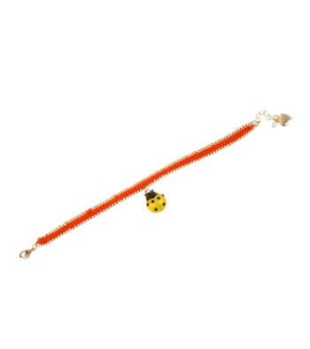 Betsey Johnson® Orange & Goldtone Ladybug Charm Friendship Bracelet