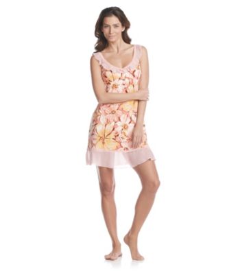 Chanteuse® Coral Bloom Knit Ruffled Chemise - Blooming Floral