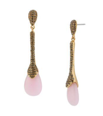 Kenneth Cole® Goldtone Pave and Pink Bead Teardrop Earrings