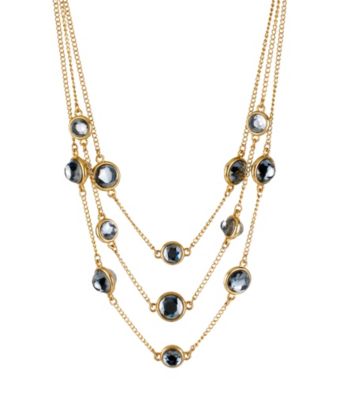 Kenneth Cole® Goldtone/Black Round Faceted Bead Illusion Necklace