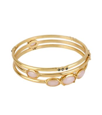 Kenneth Cole® Pink Bead and Goldtone Bangle Bracelet Set